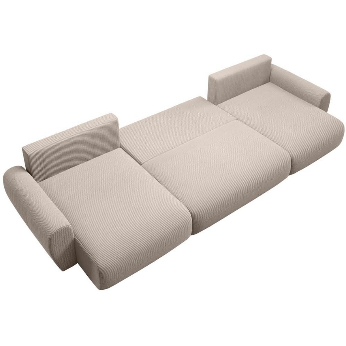 WOHNLANDSCHAFT mit Schlaffunktion Poss U cappuccino - Cappuccino, Textil (395/70/153cm) - Beautysofa