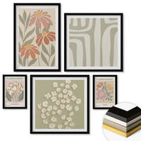 WANDBILDER 5er-Set - 50x50 cm & 20x30 cm & 40x60 cm Schwarzer Rahmen - Botanische Motive, Pariser Minimalismus - Schwarz, Kunststoff (40/60cm) - ArtPrintCave