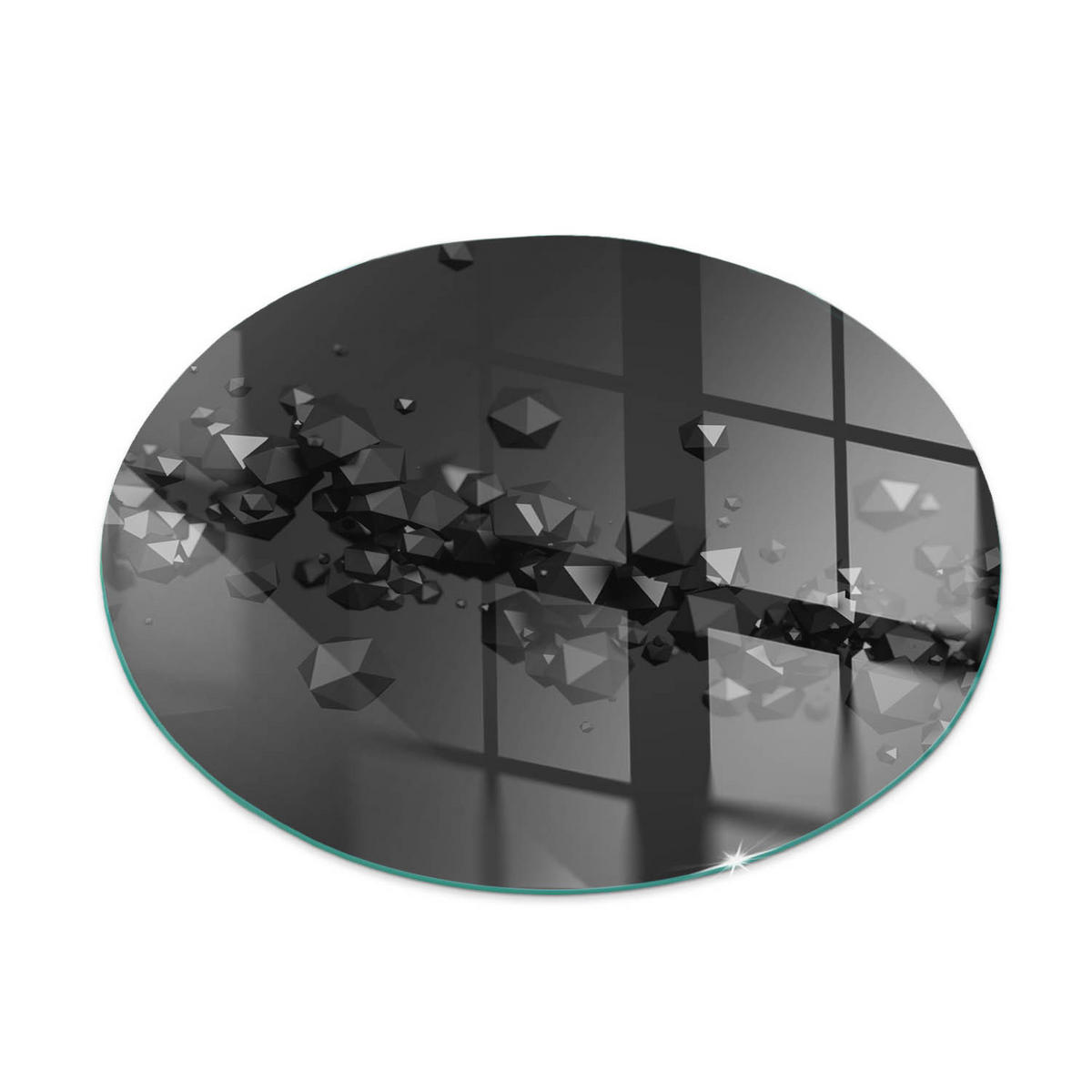 GLASPLATTE für Kamin Ø 100 cm Schwarz - Schwarz, Glas (100/100/0.4cm) - ArtPrintCave