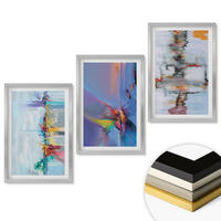 WANDBILDER 3er Set - 40x60 cm Silberner Rahmen - Abstrakte Gemäldekompositionen - Silberfarben, Kunststoff (40/60cm) - ArtPrintCave