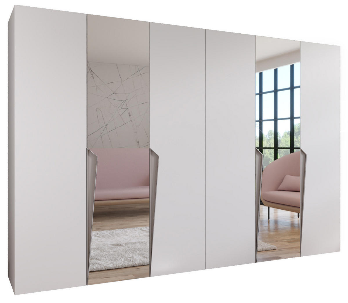 DREHTÜRENSCHRANK 202/300/52 6-türig - Beige/Weiß, Holz/Metall (300/202/52cm) - Abiks Möbel