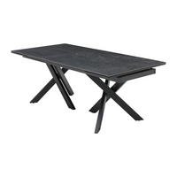 ESSTISCH ausziehbar - 8 bis 12 Personen - Sicherheitsglas & Keramik - Marmor-Optik Schwarz - MARISO - Schwarz, Glas (280/100/76cm) - Vente-Unique