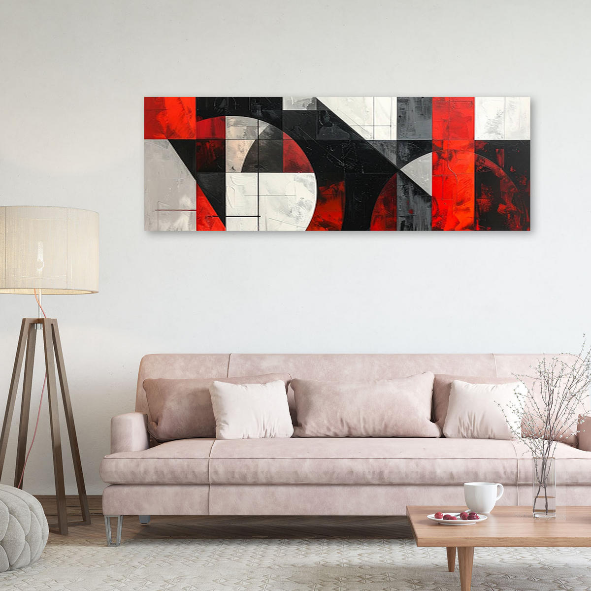 LEINWANDBILD 3D und geometrisch 150x50cm - Rot, Textil (150/50cm) - Feeby