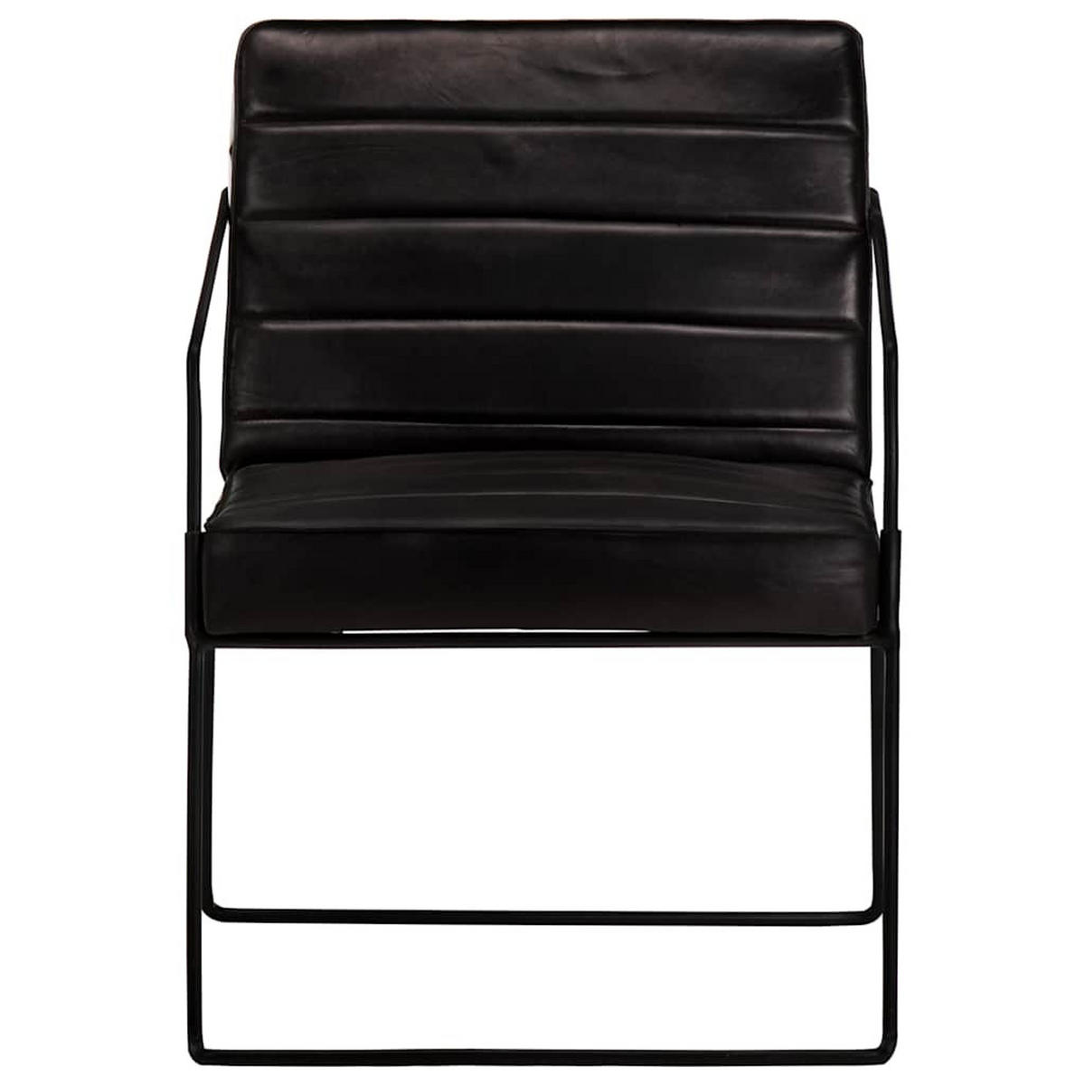 SESSEL Schwarz Echtleder - Schwarz, Leder (70/71/52cm) - vidaXL