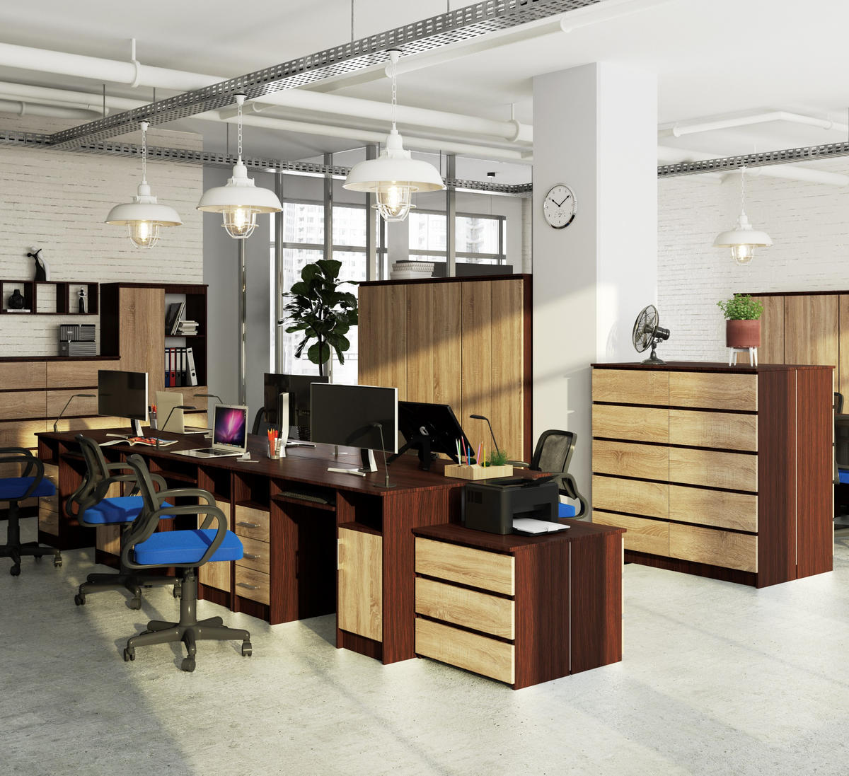 SCHREIBTISCH Wengefarben, Sonoma Eiche 124x52x74 cm - Wengefarben/Silberfarben, Holzwerkstoff/Kunststoff (52/124/74cm) - Akord