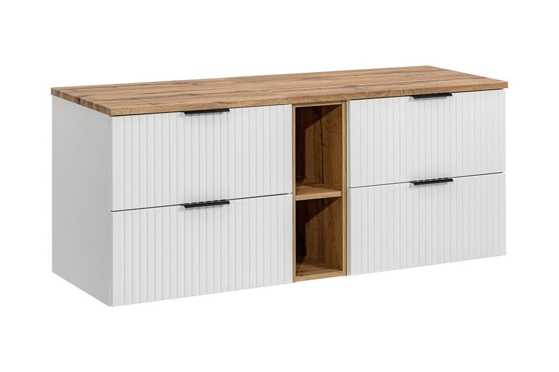 Milaros Markt Badmöbel-Set Weiß, Eiche Wotan 140x57x46.6 cm