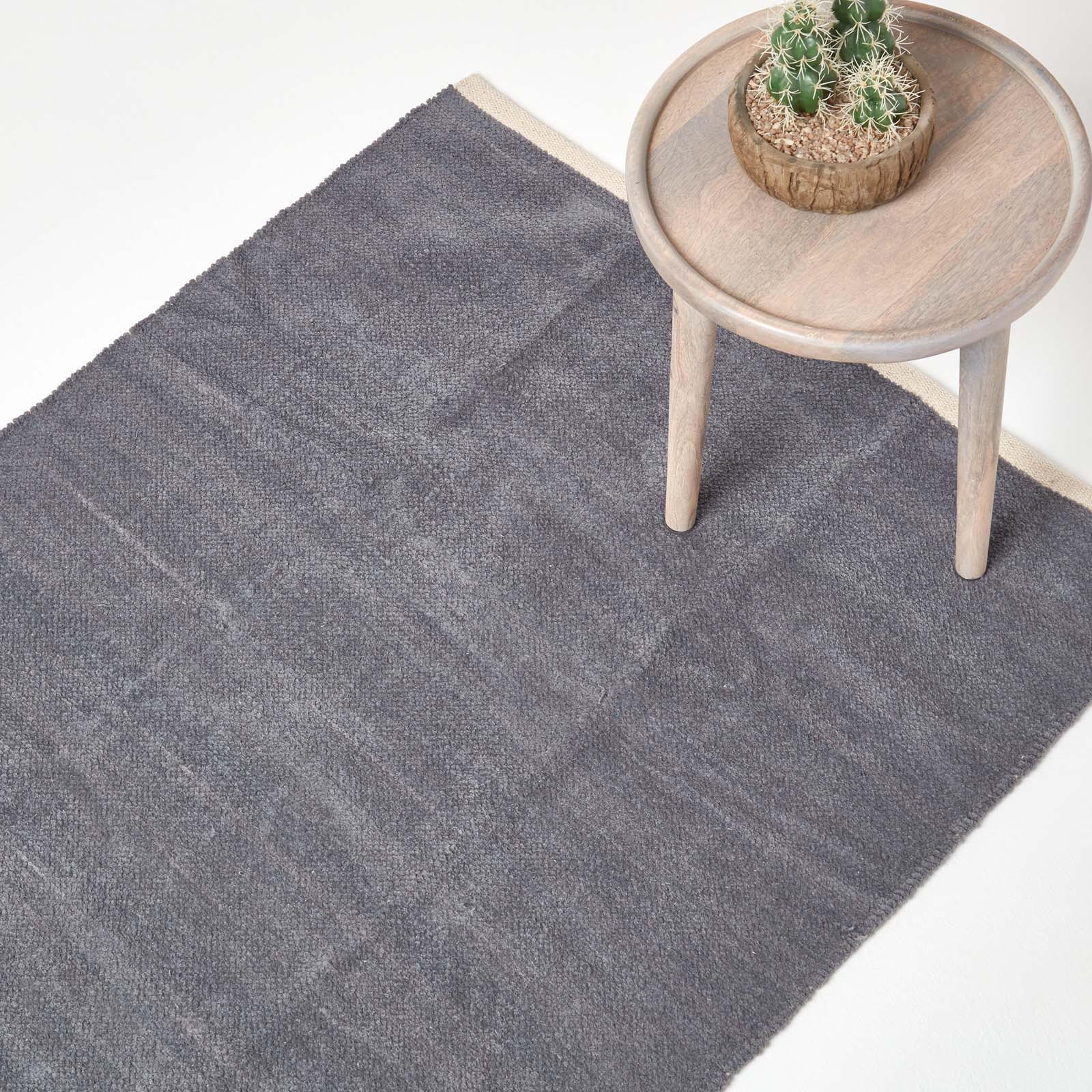 HANDWEBTEPPICH Chenille 90/150 cm - Dunkelgrau, Textil (90/150cm) - Homescapes