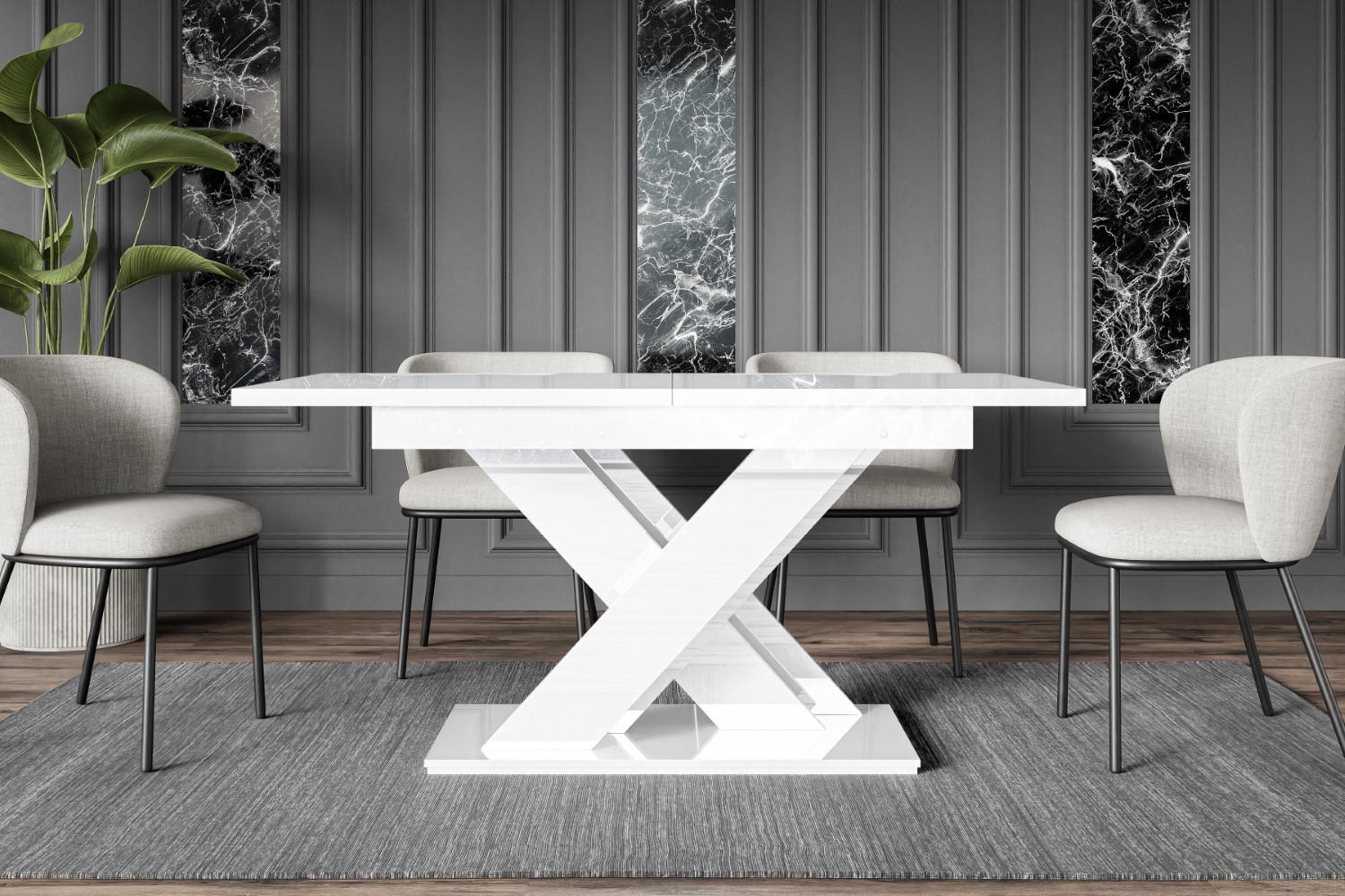 ESSTISCH ausziehbar 140 -180x80x75 cm - Weiß Hochglanz - RONX - Weiß Hochglanz, Holzwerkstoff (140/80/75cm) - ALTDECOR