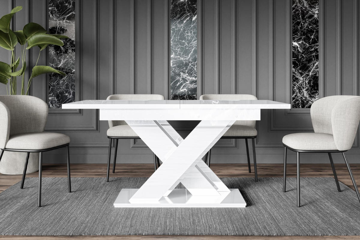 ESSTISCH ausziehbar 140 -180x80x75 cm - Weiß Hochglanz - RONX - Weiß Hochglanz, Holzwerkstoff (140/80/75cm) - ALTDECOR