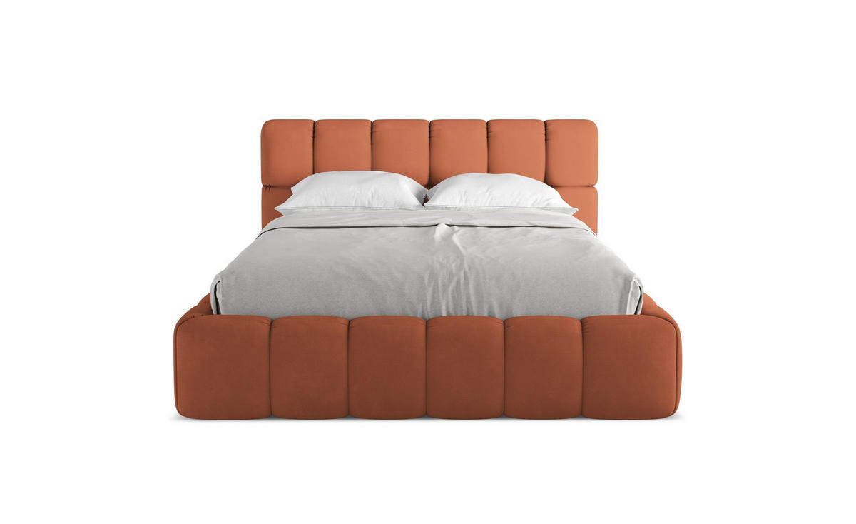 POLSTERBETT mit Bettkasten und Lattenrost 160x228 Orange - Terracotta/Schwarz, Kunststoff/Textil (140/200cm) - Makamii