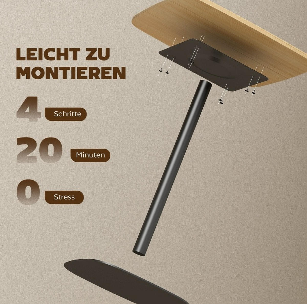 ESSTISCH 60/60 cm quadratisch mit lackierter Tischplatte und Stahlfuß, Naturholz - Braun, Holz (60/60/75cm) - Redom