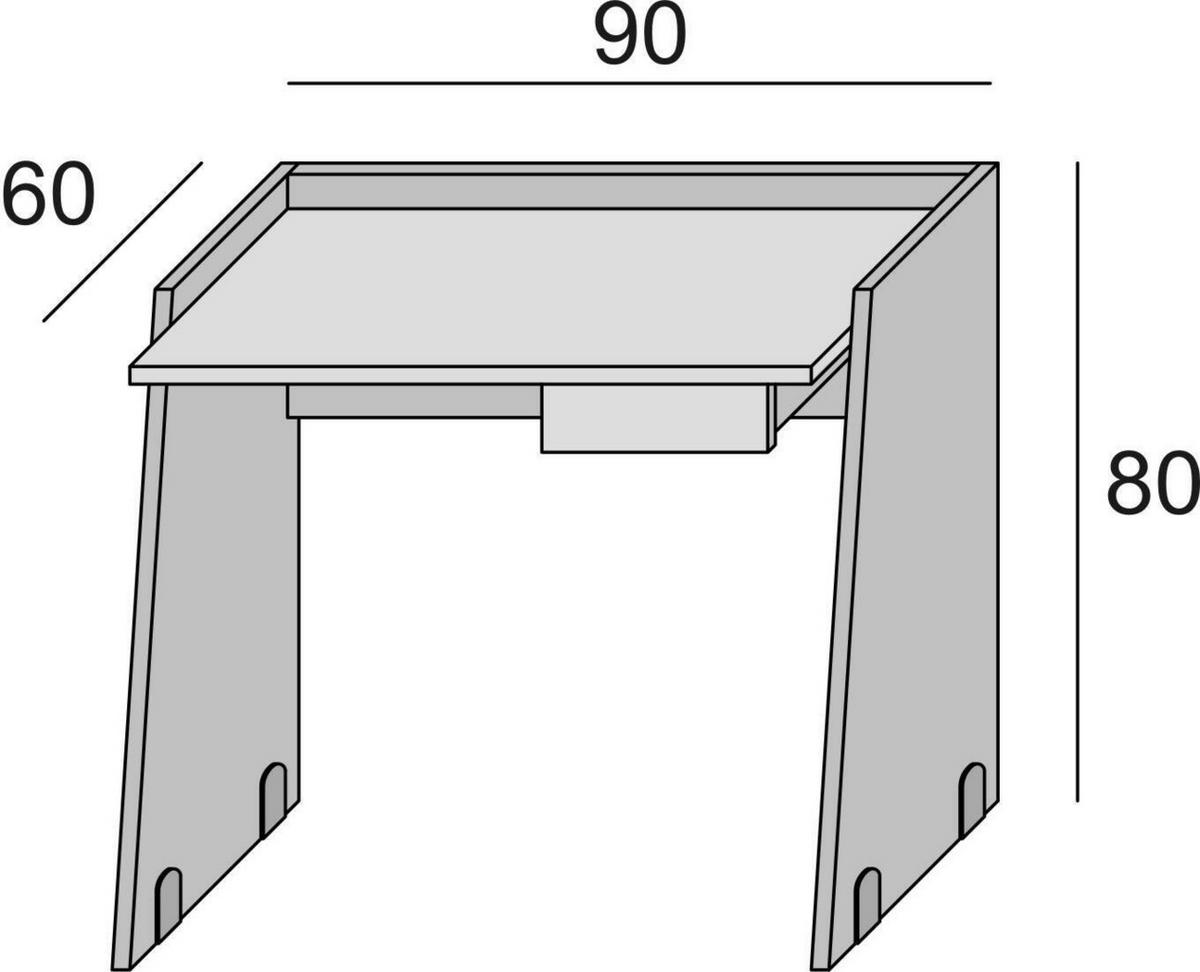 SCHREIBTISCH Weiß, Zement 60/90/80 cm - Weiß/Grau, Holzwerkstoff (60/90/80cm) - DMORA