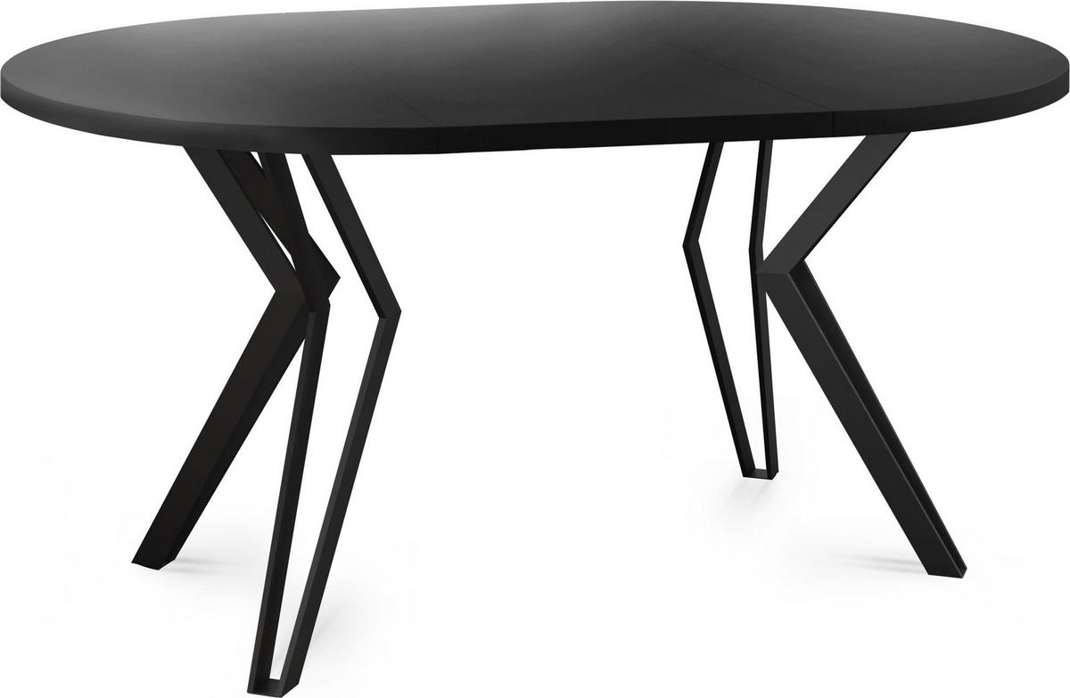 ESSTISCH Revena runder ausziehbarer, Schwarz 120-200/120/76 cm - Schwarz, Holzwerkstoff/Metall (120/200/76cm) - WFL GROUP