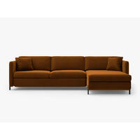ECKSOFA ausklappbar rechts Gloria aus Samt braun 4 Sitzplätze - Braun, Textil (260/170cm) - Micadoni