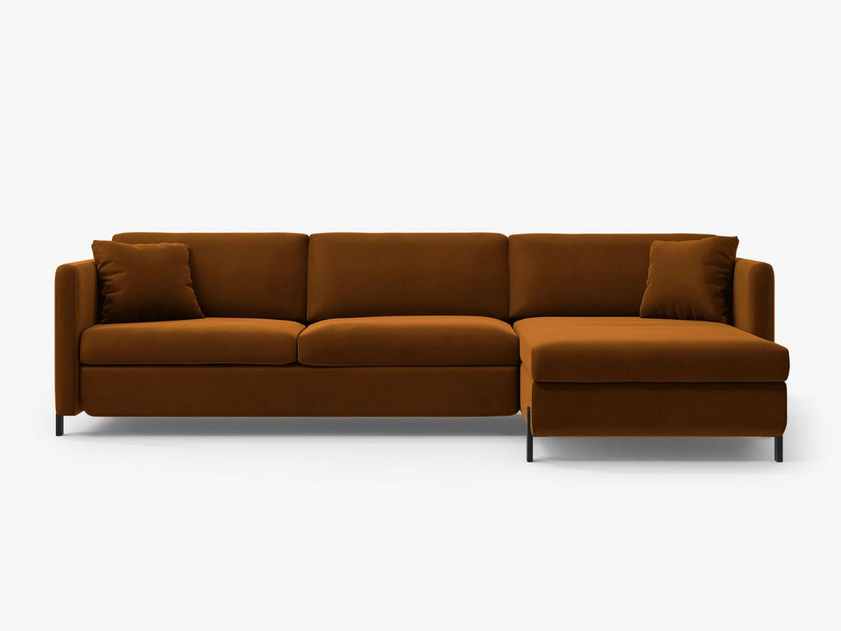 ECKSOFA ausklappbar rechts Gloria aus Samt braun 4 Sitzplätze - Braun, Textil (260/170cm) - Micadoni
