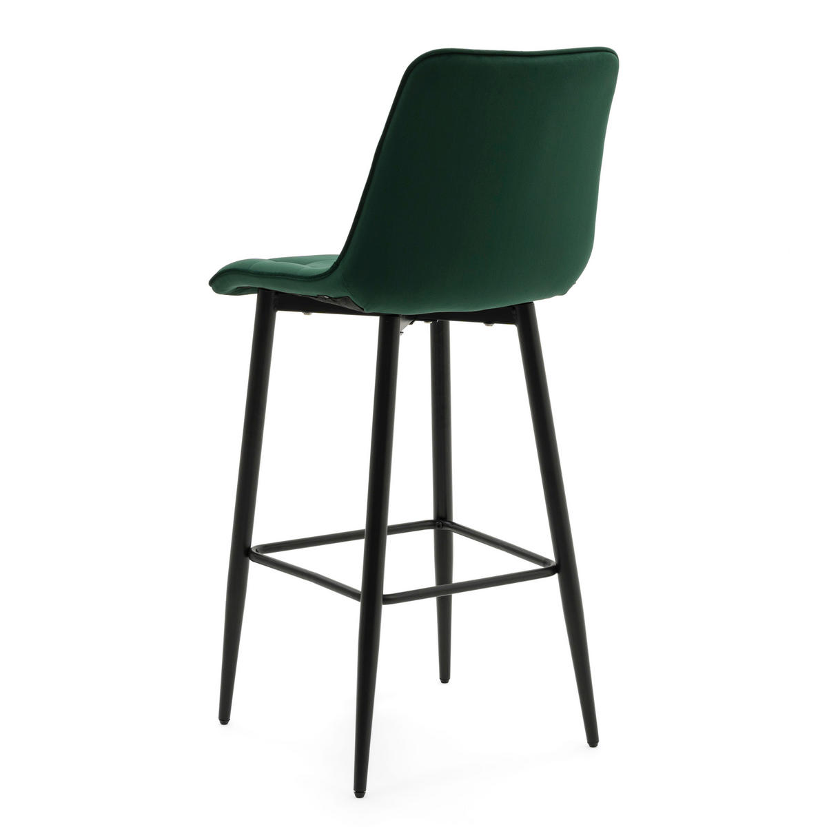 BARHOCKER CHIC gespolsterter mit Steppung - grün - Samt Velours - Schwarz/Grün, Textil/Metall (46/109/56cm) - NEW HOME