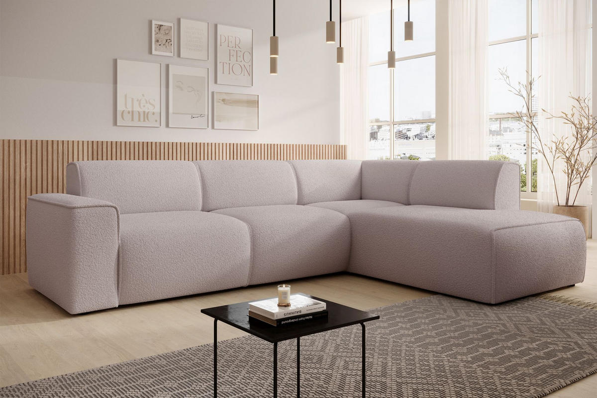 ECKSOFA Bouvi Beige rechts - Beige/Schwarz, Kunststoff/Textil (220/292cm) - Selsey