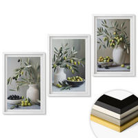 WANDBILDER 3er-Set - 40x60 cm Weißer Rahmen - Oliven in grauen Vasen - Weiß, Kunststoff (40/60cm) - ArtPrintCave