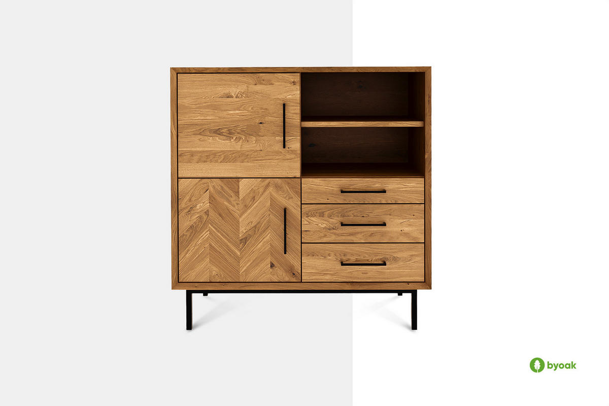 KOMMODE HOCH LEON Wildeiche - Wildeiche, Holz (97/95/45cm) - byoak