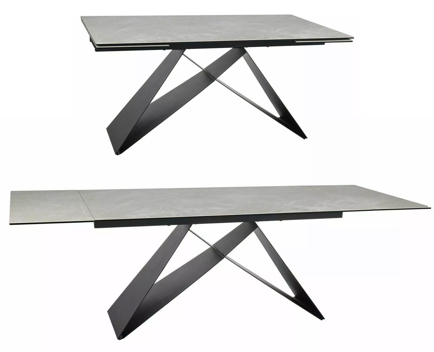 ESSTISCH Westin X / Schwarz Matt 160-240 / 90 / 77cm - Schwarz/Weiß, Holz/Keramik (90/240/77cm) - Feldmann-Wohnen