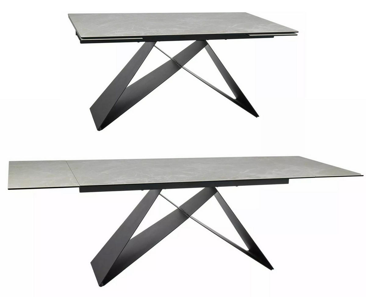 ESSTISCH Westin X / Schwarz Matt 160-240 / 90 / 77cm - Schwarz/Weiß, Holz/Keramik (90/240/77cm) - Feldmann-Wohnen