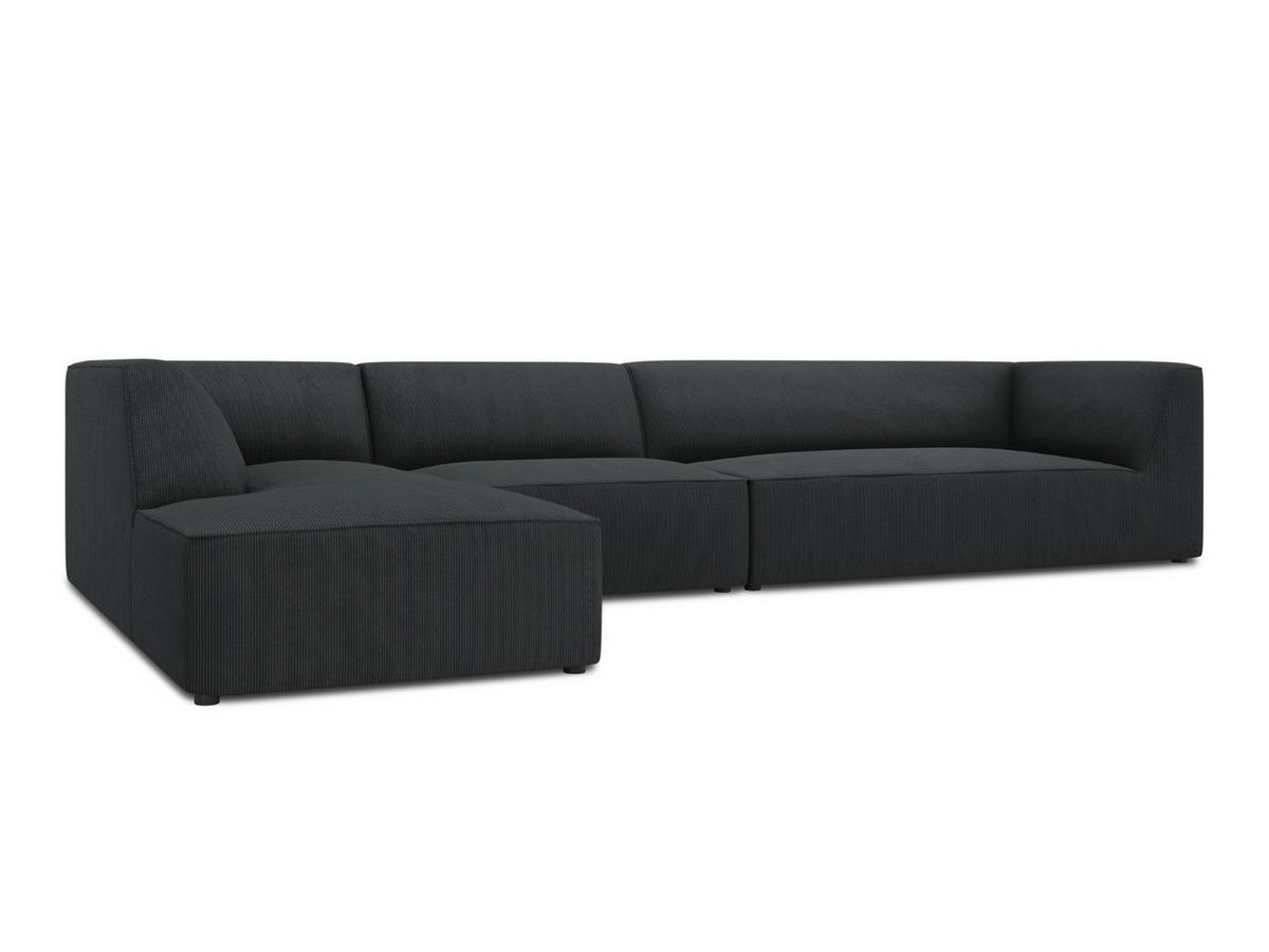 ECKSOFA links Ruby aus Cord schwarz 5 Sitzplätze - Schwarz, Textil (180/366cm) - Micadoni