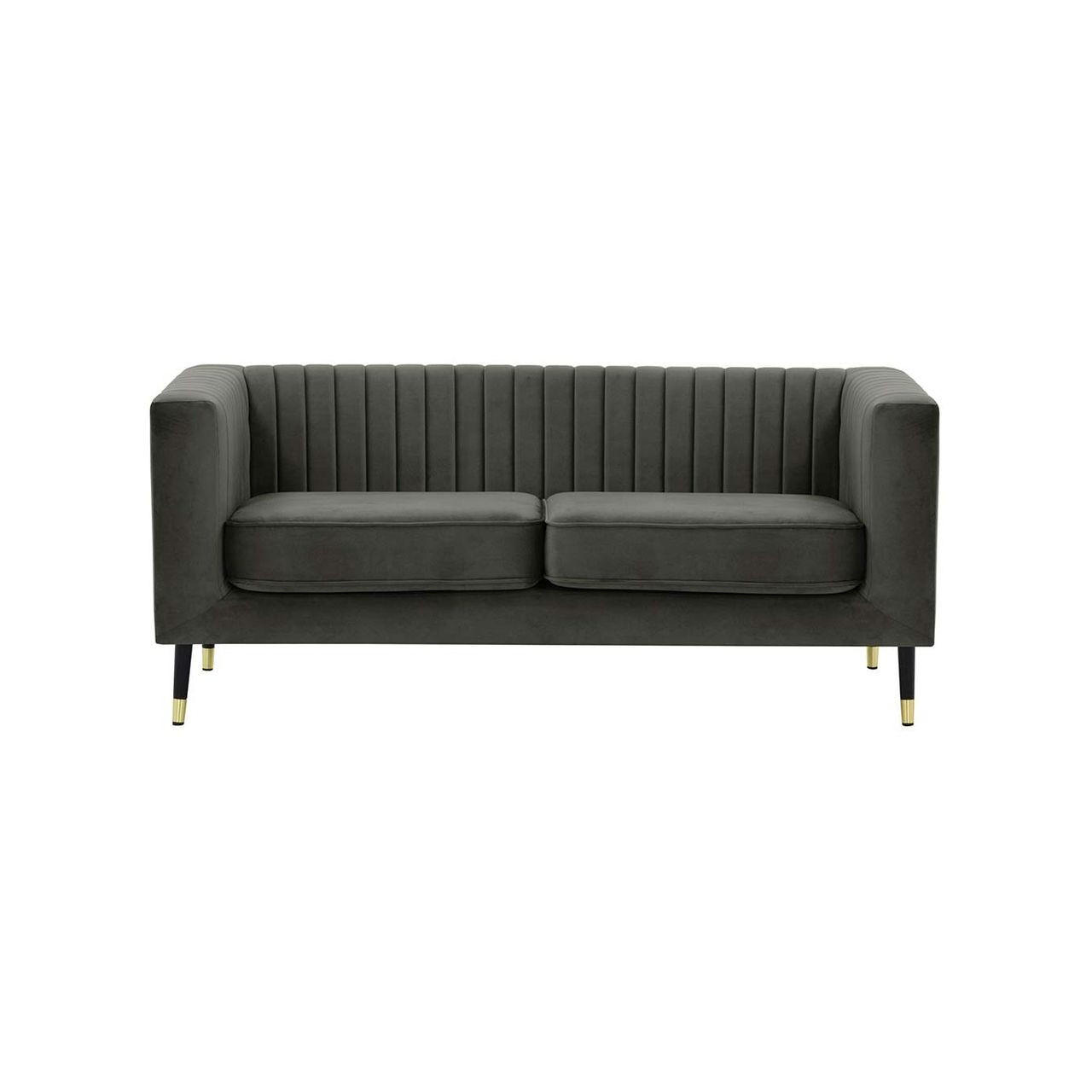 ZWEISITZER-SOFA Slender-Velluto 19 - Dunkelgrau, Holz/Textil (170/71/83cm) - SLF24