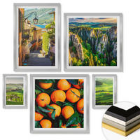 WANDBILDER 5er Set - 50x50 cm & 20x30 cm & 40x60 cm Silberner Rahmen - Italienische Landschaft Orangen Natur - Silberfarben, Kunststoff (40/60cm) - ArtPrintCave