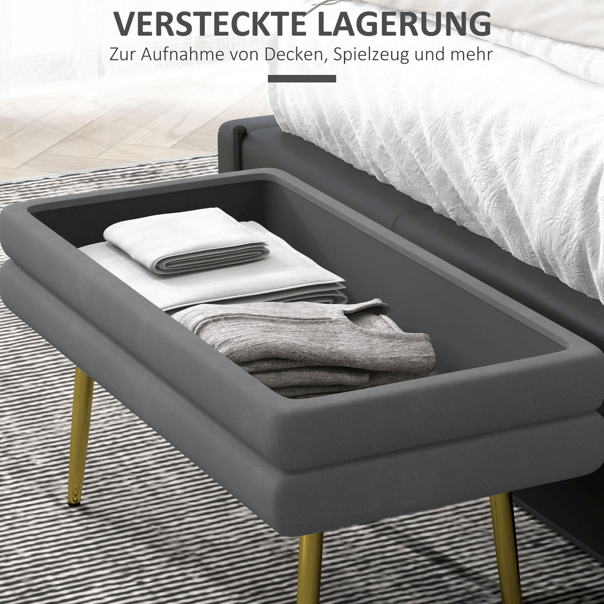 TRUHENBANK Grau - Dunkelgrau, Kunststoff (37.5/43/79.5cm) - HOMCOM