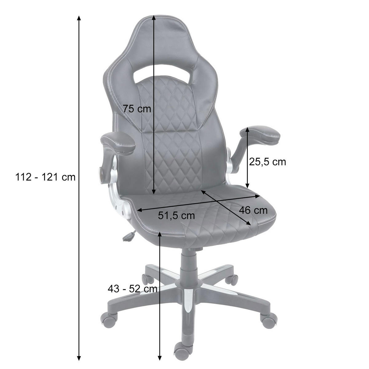 BÜROSTUHL Weiß - Weiß, Textil (67/121/65cm) - MCW