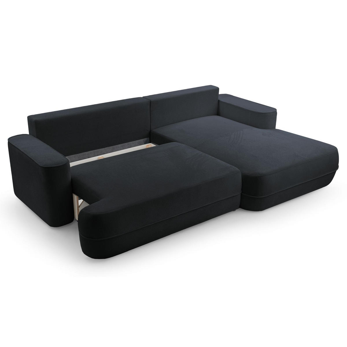 ECKSOFA Fuerro Schwarz Strukturstoff - Schwarz, Kunststoff/Textil (168/260cm) - Selsey
