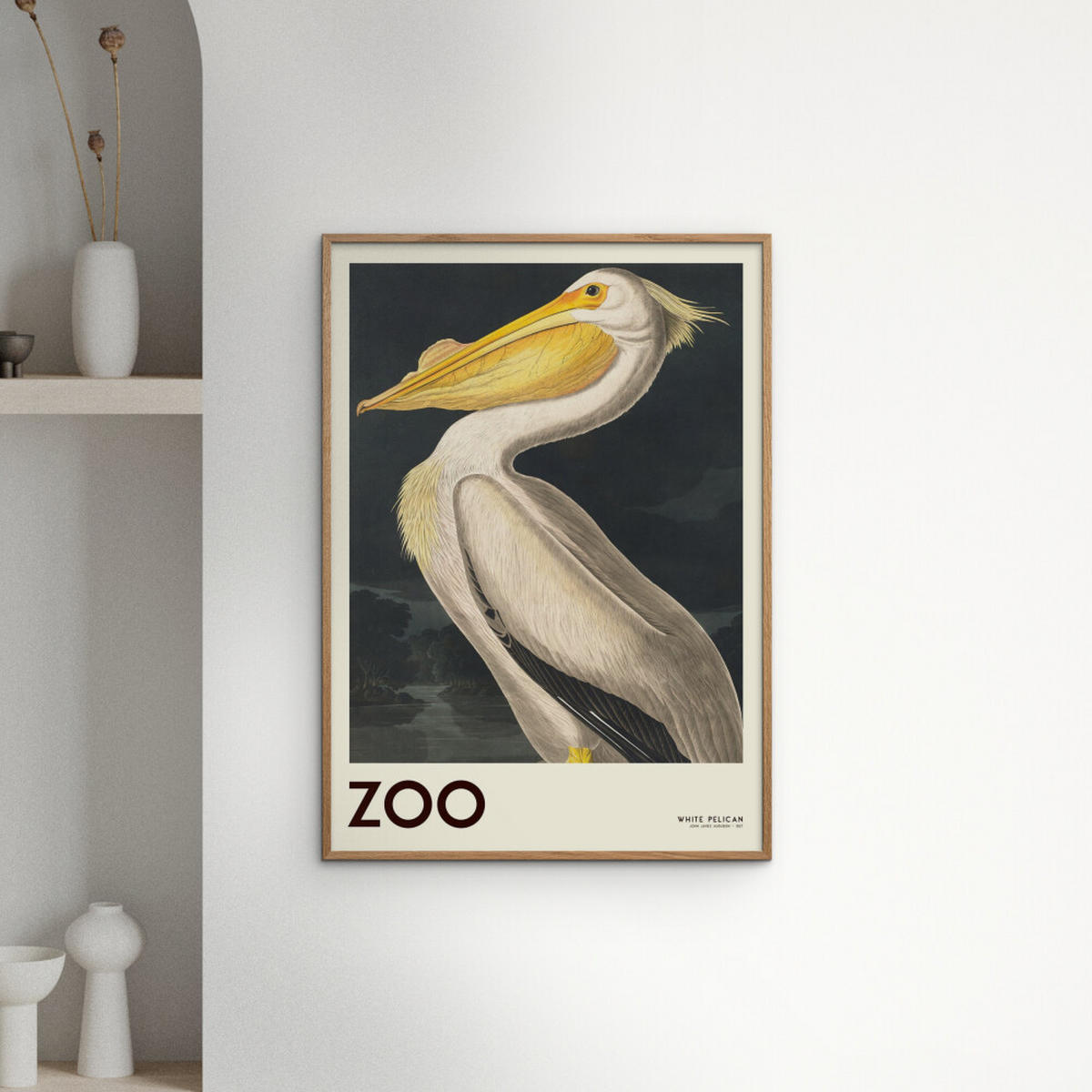 POSTER A.P. Atelier - The Zoo Collection — White Pelican — Edt. 001 - Weiß, Papier (30/40/0.1cm) - Poster&Frame