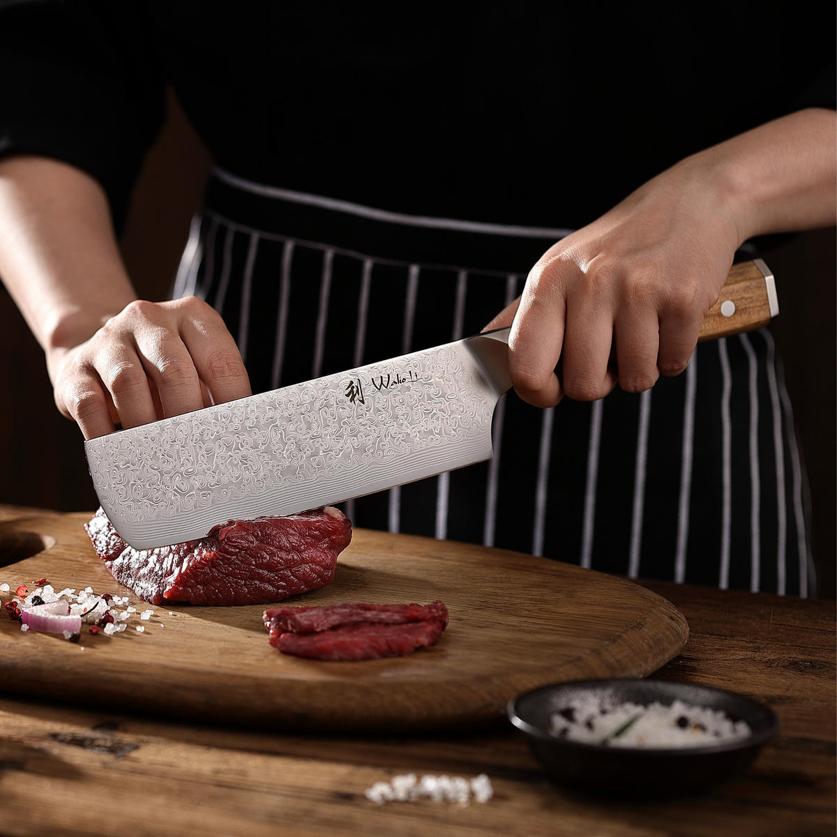 NAKIRIMESSER 17,5 cm - Braun, Metall (31cm) - Wakoli