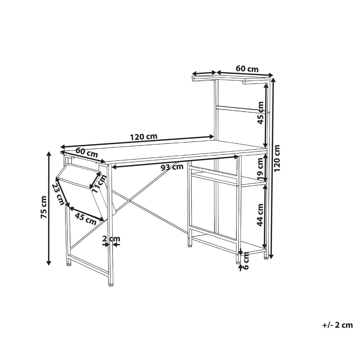 PSACÍ STŮL Bílý 120/60 cm s úložným prostorem Aramingo - bílá, kompozitní dřevo (60/120/120cm) - Beliani