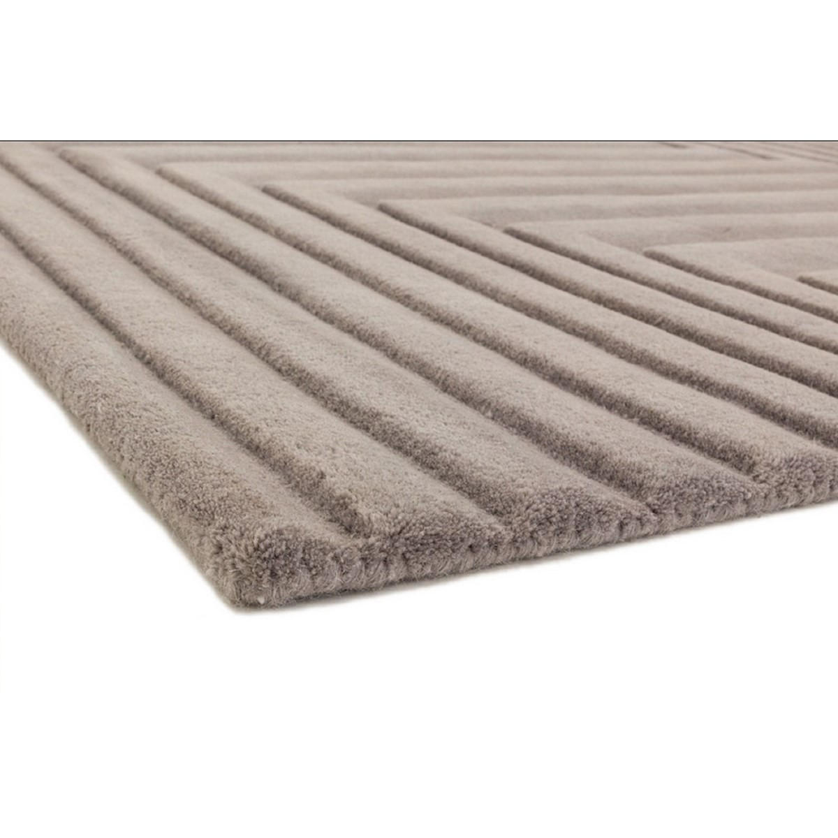 TEPPICH Einfarbiger aus reiner Wolle, handgetuftet, Reliefmuster SQUARE Grau 120 x 170 cm - Grau, Naturmaterialien (120/170cm) - Novatrend