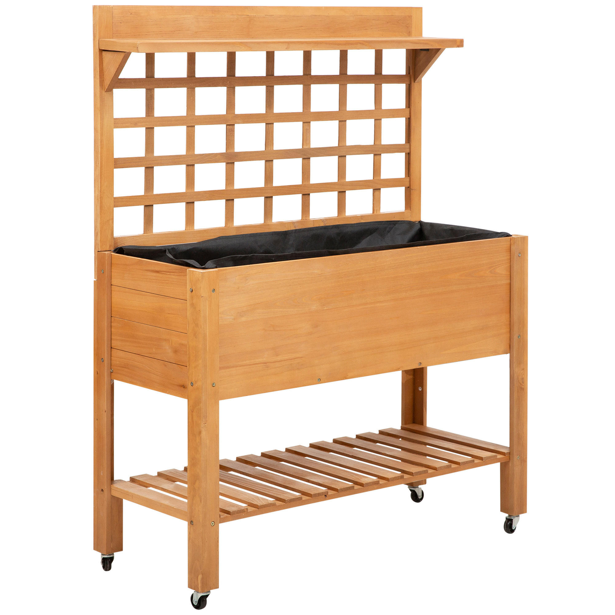 HOCHBEET, Braun, Tanne, nicht gewebter Stoff - Braun, Holz (40/135/105cm) - Outsunny