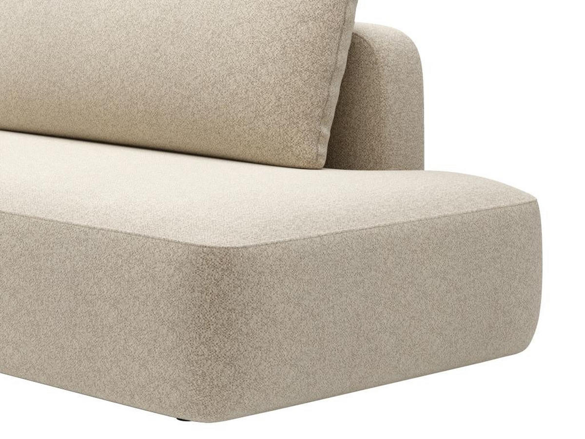 ECKSOFA mit Schlaffunktion - Ecke links - einseitige Armlehne - melierter Stoff - Beige - DAVISO - Creme, Textil (276/164cm) - Vente-Unique