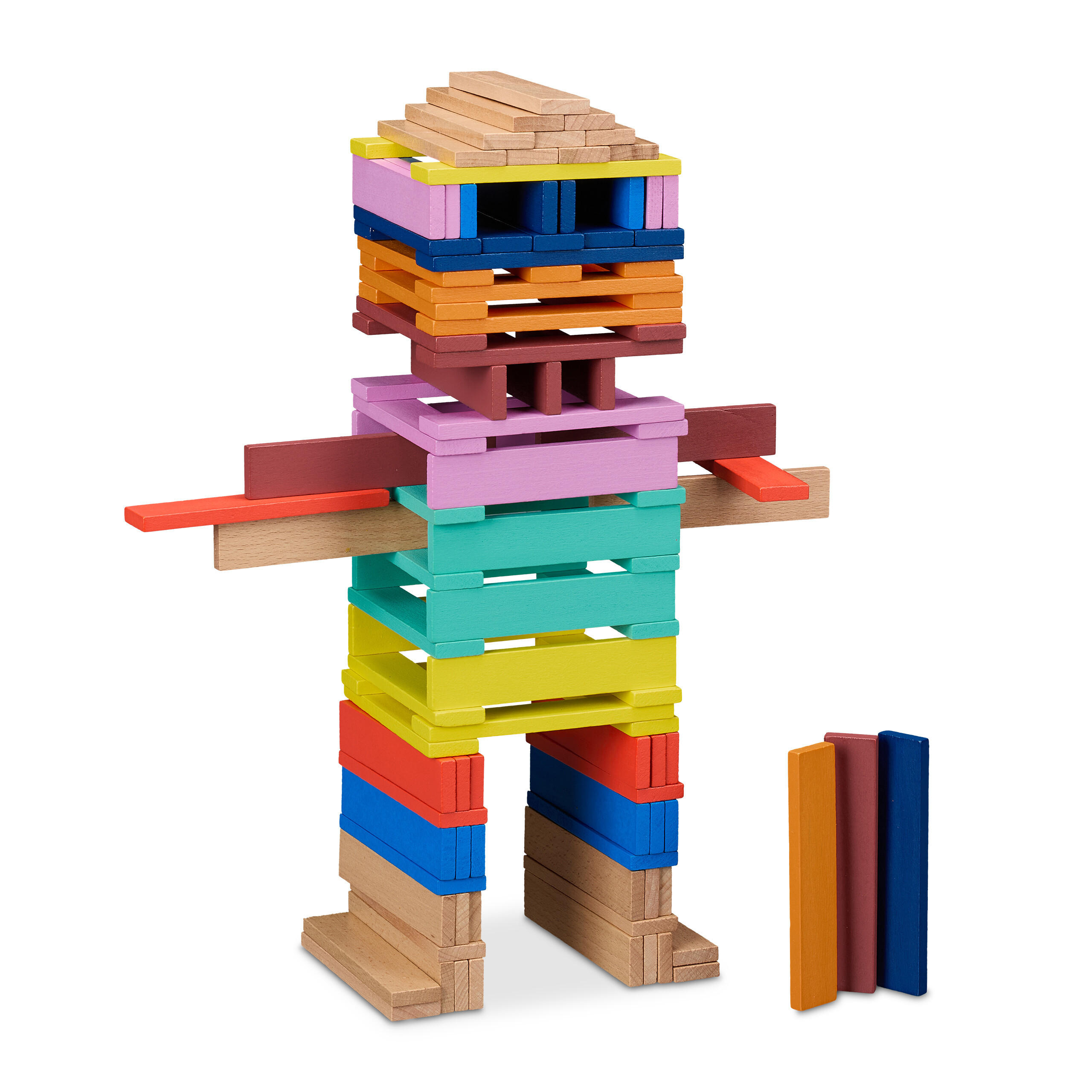 100XHOLZBAUSTEINE - Multicolor, Holz (2.5/0.7cm) - Relaxdays