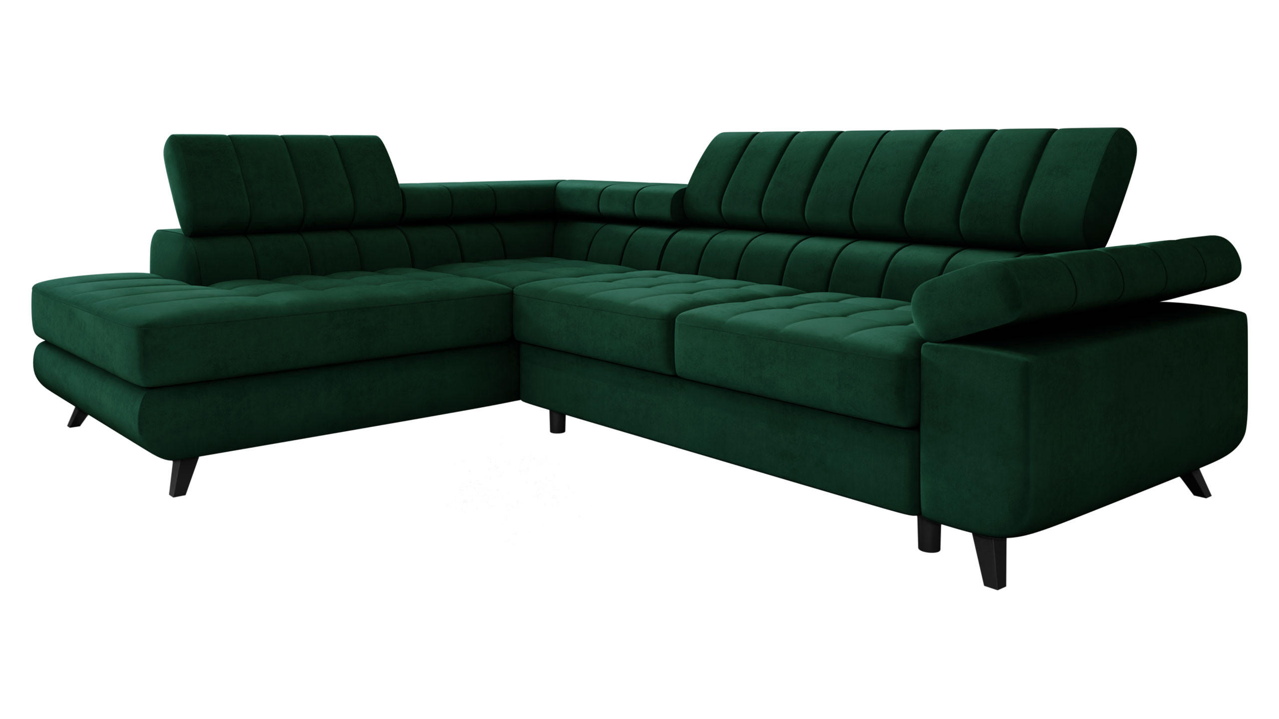 ECKSOFA Nord Premium, Seite: Links - Smaragdgrün/Anthrazit, Holz/Textil (264/203cm) - MIRJAN24