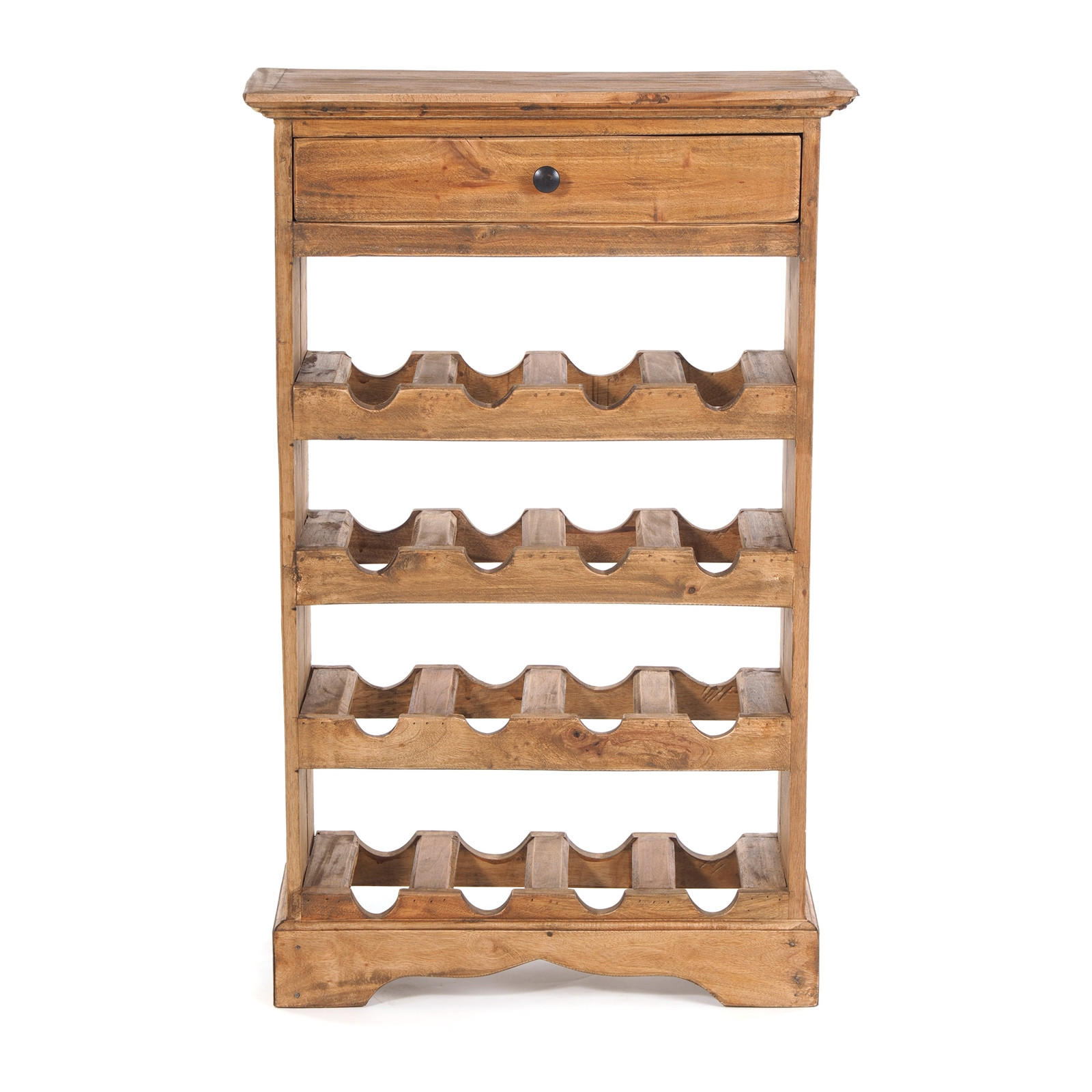 FLASCHENREGAL CORTEZ 85 Recyclingholz massiv, für 16 Flaschen, mit Schublade 01 natur-vintage - Naturfarben, Holz (55/85/23cm) - DESIGN DELIGHTS