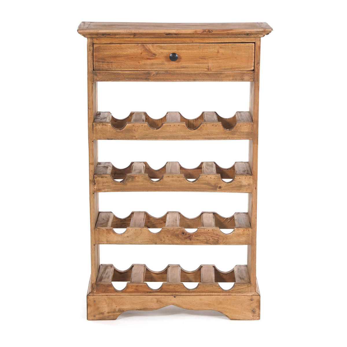 FLASCHENREGAL CORTEZ 85 Recyclingholz massiv, für 16 Flaschen, mit Schublade 01 natur-vintage - Naturfarben, Holz (55/85/23cm) - DESIGN DELIGHTS