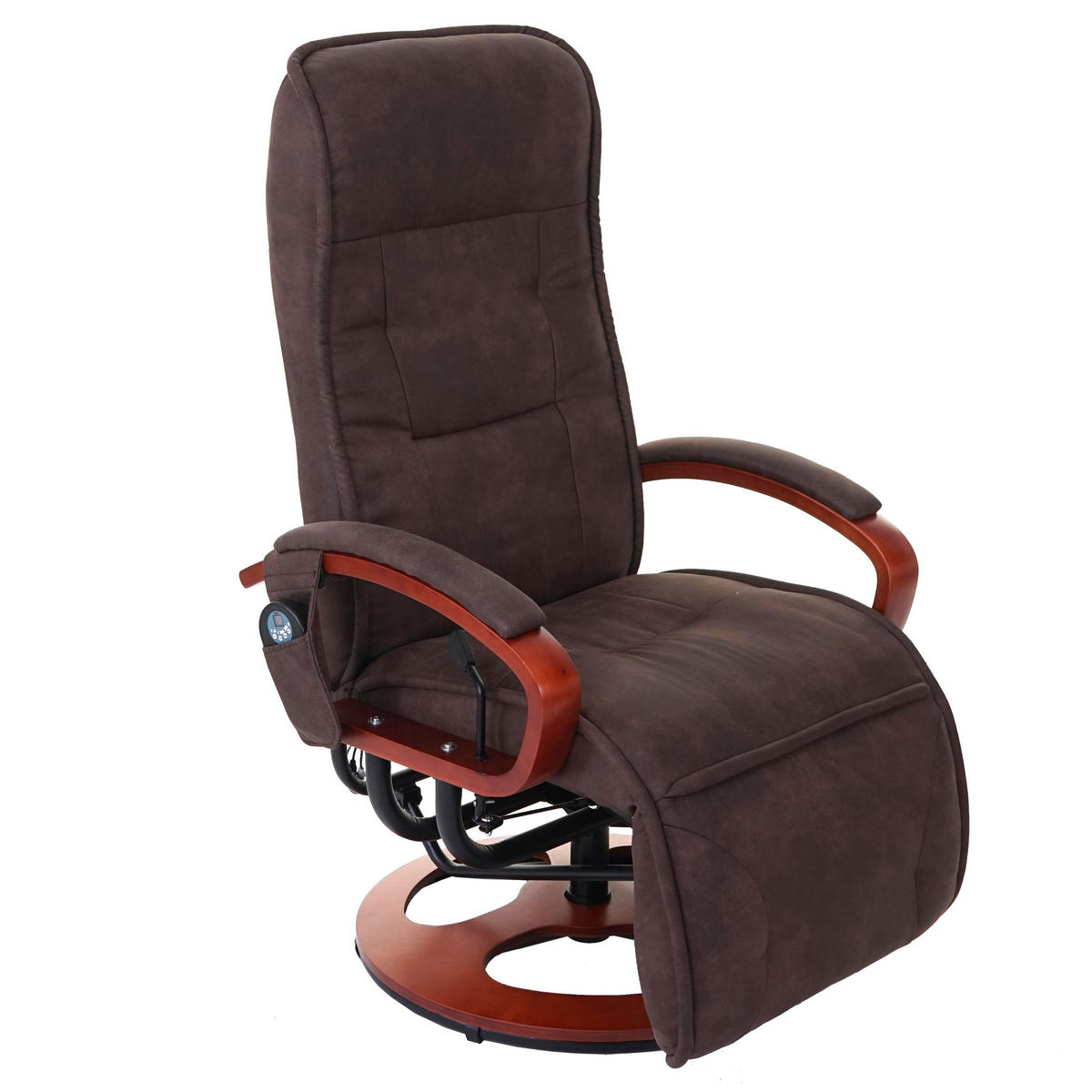 MASSAGESESSEL Athene HxBxT 118x69x143cm Sitzhöhe 49cm mit Massage Stoff/Textil Wildlederimitat Braun - Braun, Textil (69/118/143cm) - BERLINLODGE