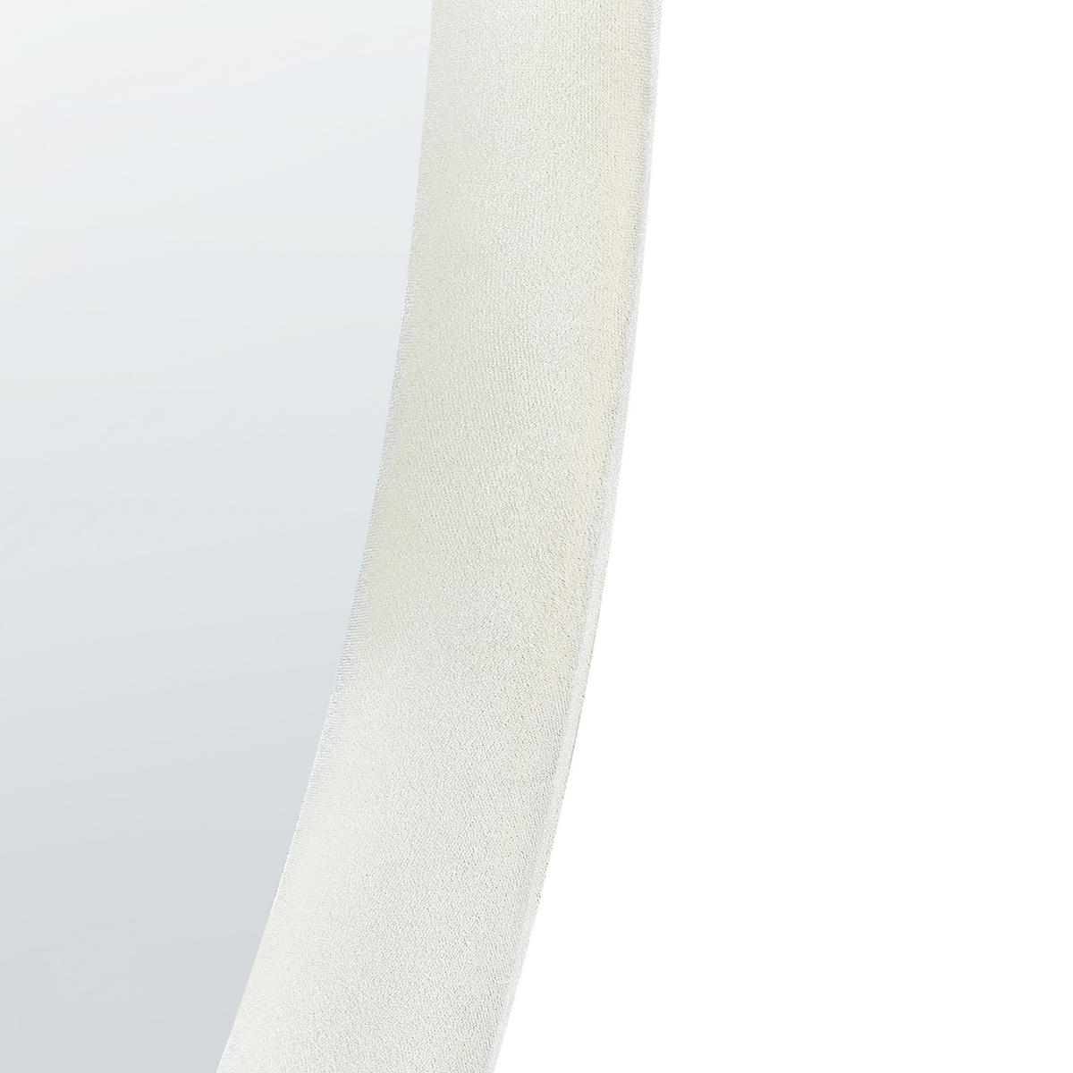 WANDSPIEGEL Samtstoff weiß oval 60/90 cm Audes - Weiß, Textil (60/90/4cm) - Beliani