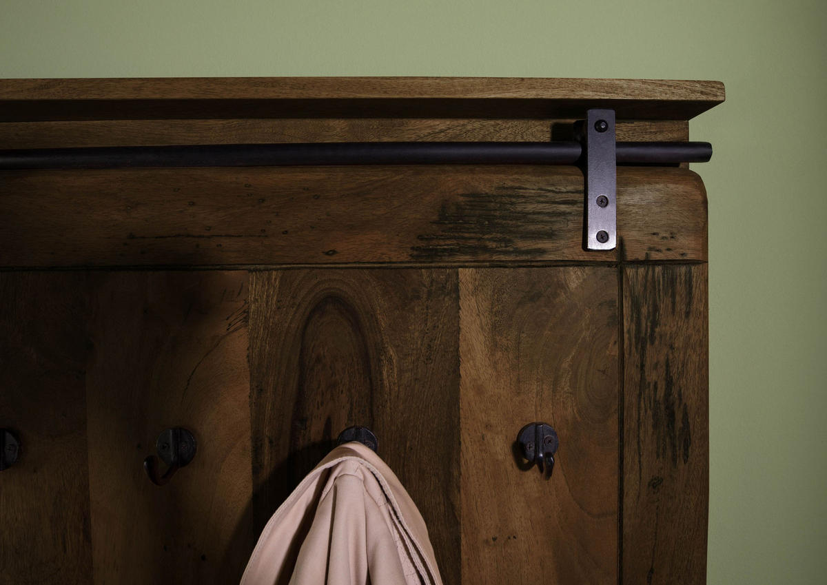 WANDGARDEROBE Mango 100x8x190 braun lackiert RAILWAY #4008 - Braun, Holz (100/190/8cm) - Massivmoebel24