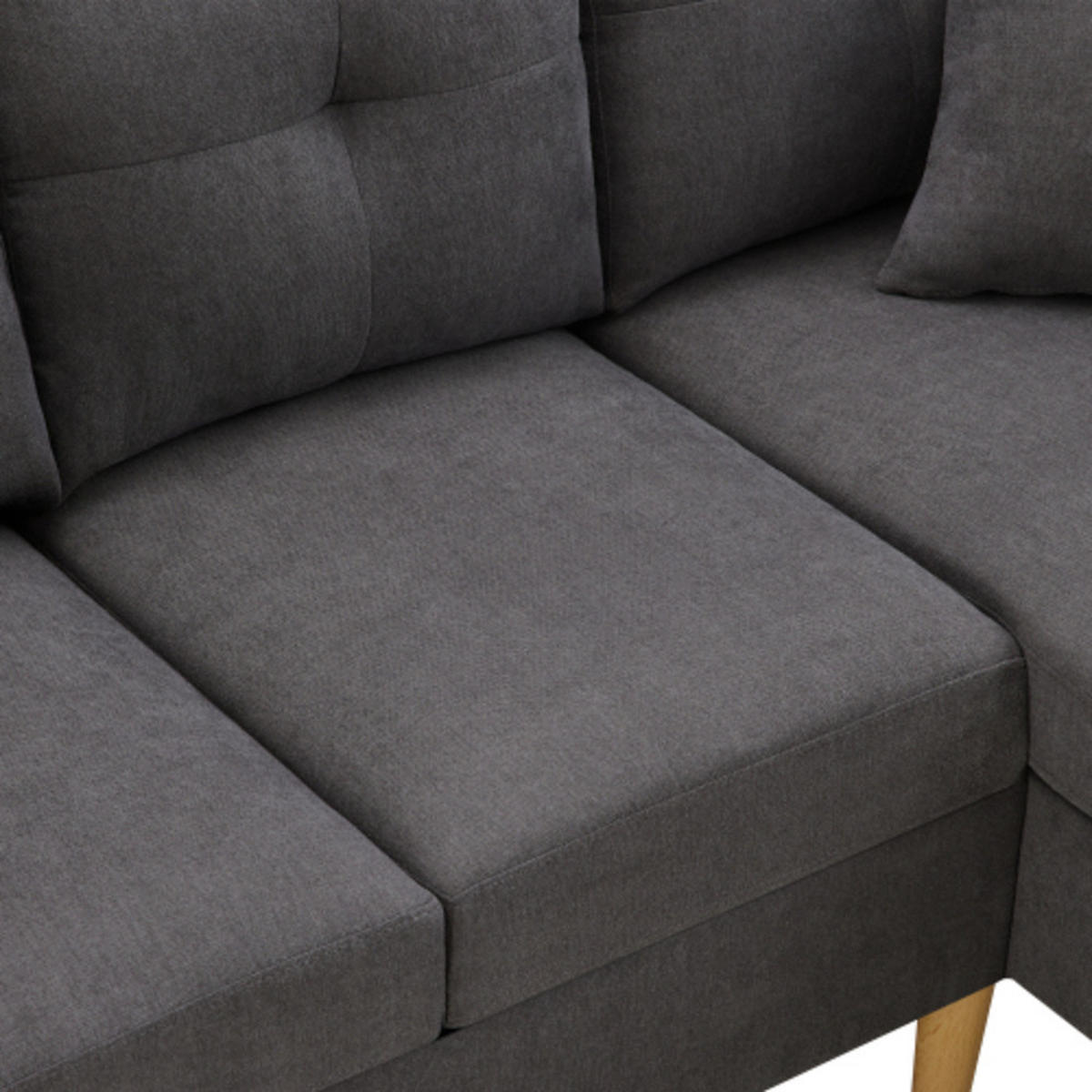 ECKSOFA 175x129x90 cm aus Leinen mit 2 Kissen geliefert, dunkelgrau - Dunkelgrau, Textil (129/175cm) - Luhomfu