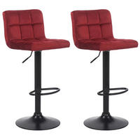 BARHOCKER 2er Set Fenai Samt rot - Rot/Schwarz, Textil/Metall (40/106/40cm) - TPFLiving
