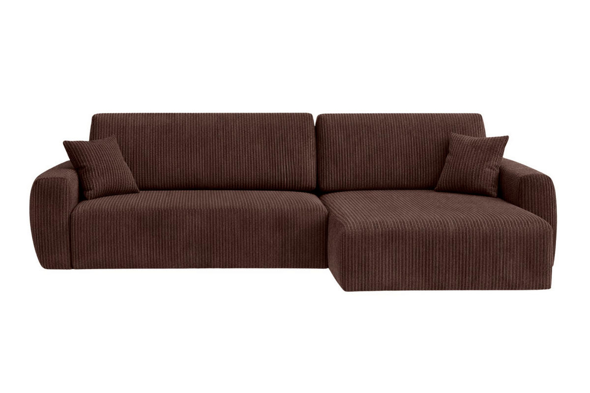 ECKSOFA Mit Schlaffunktion Ariel L, Cordstoff, Stoff Poso, Braun, Rechts - Braun, Holz (250/142cm) - Kaiser Möbel