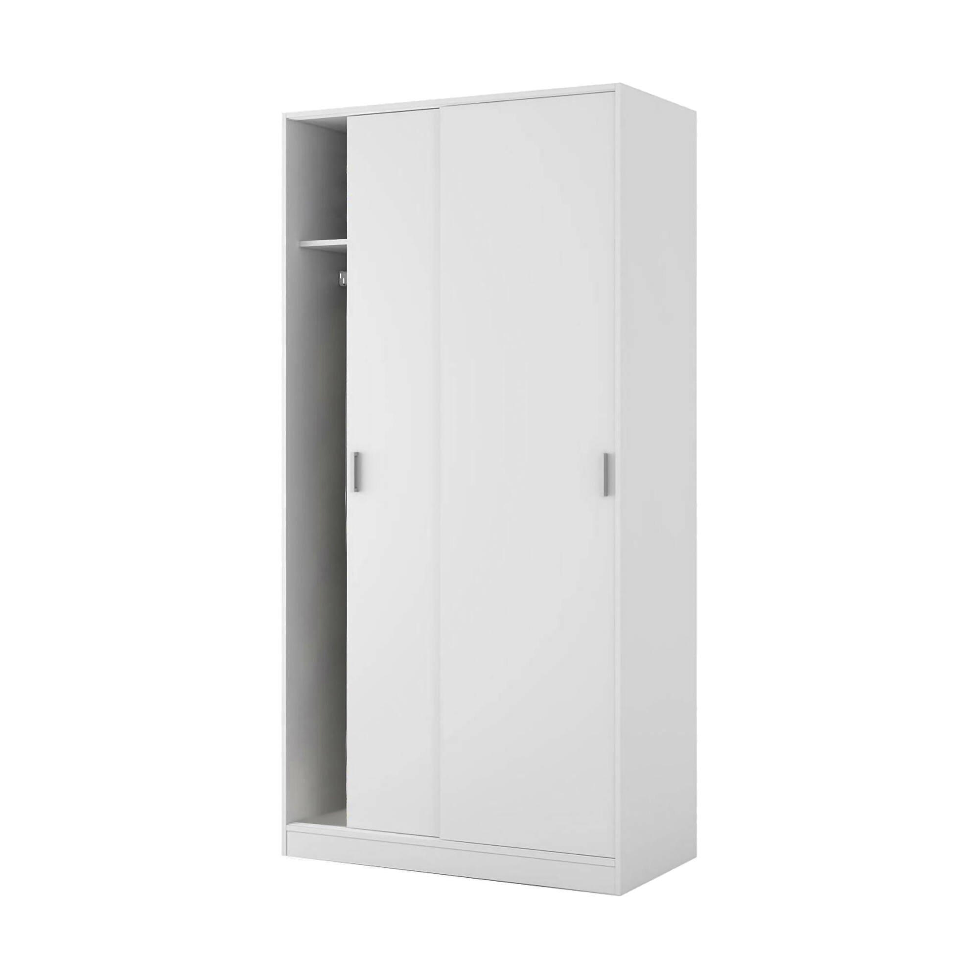 KLEIDERSCHRANK 2 TÜREN Weiß 50/100/200 cm - Weiß, Holzwerkstoff (100/200/50cm) - DMORA