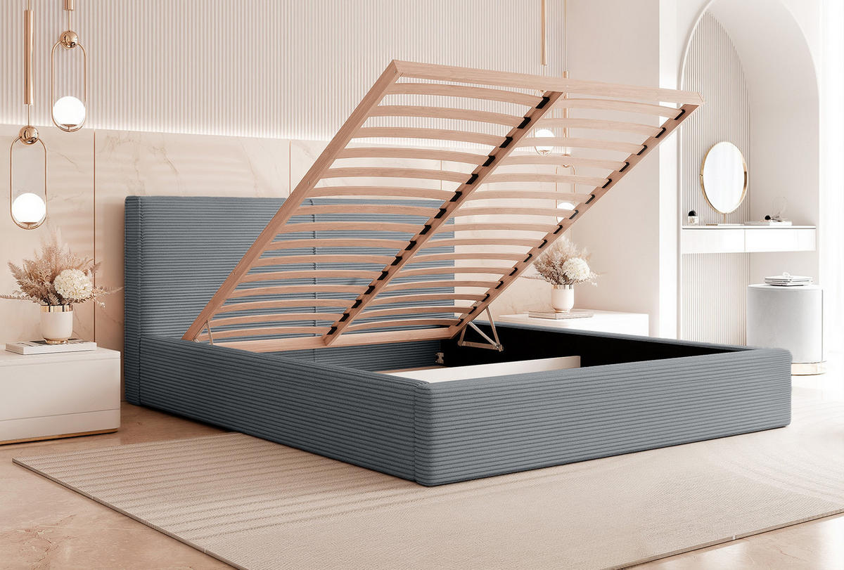 POLSTERBETT VIVELO 120x200 cm, Grau - Grau, Textil (200/120cm) - Fedve