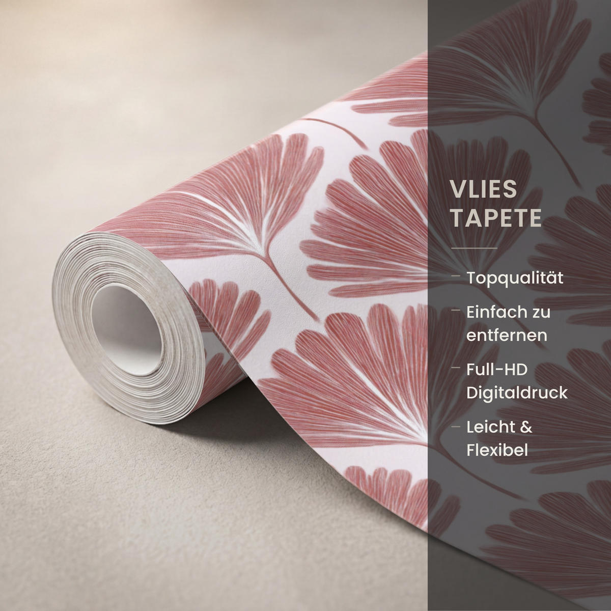 TAPETE - Fächer - Motiv - Terra - 220x300 cm - Rotbraun, Papier (220/300cm) - OnlyWow